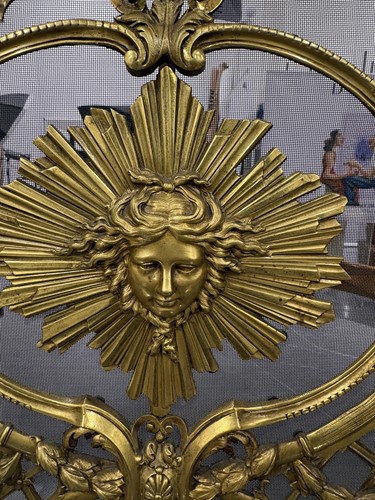 Lot 190 - A Louis V style gilt metal fire screen, with...