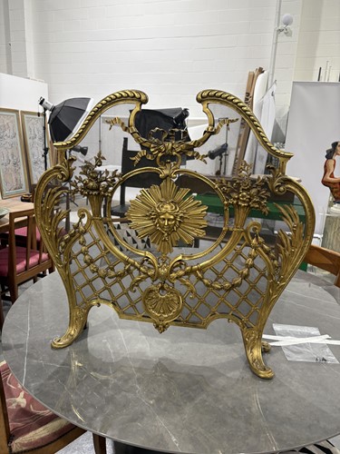 Lot 190 - A Louis V style gilt metal fire screen, with...