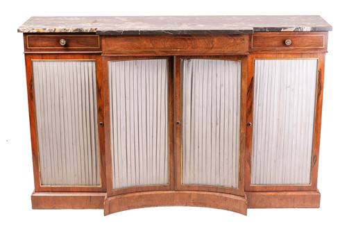 Lot 231 - A Regency marble topped figured rosewood...