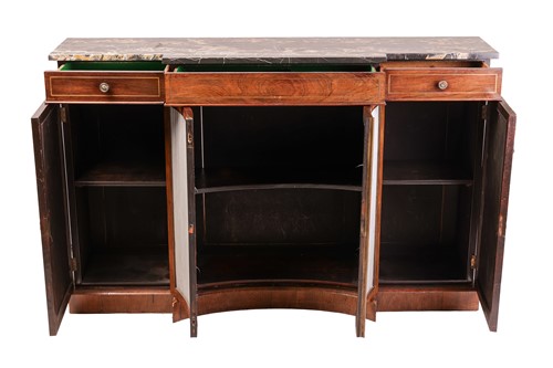 Lot 231 - A Regency marble topped figured rosewood...
