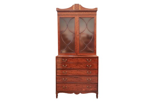 Lot 272 - A late George III mahogany secretaire bookcase,...