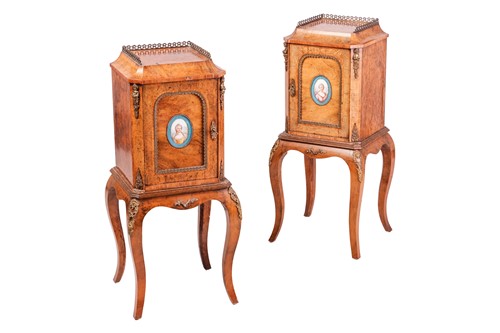 Lot 184 - A pair of Napoleon III tulipwood banded caddy...