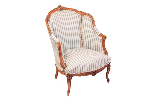 Lot 218 - A French walnut upholstered armchair and...