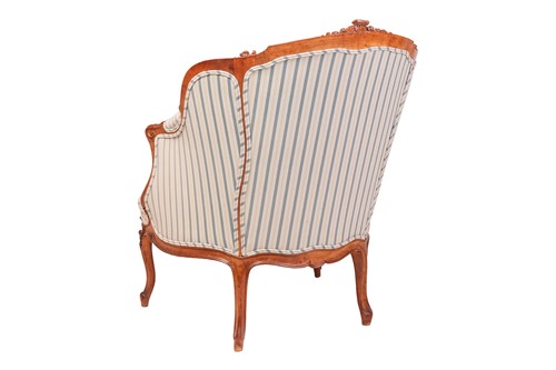 Lot 218 - A French walnut upholstered armchair and...