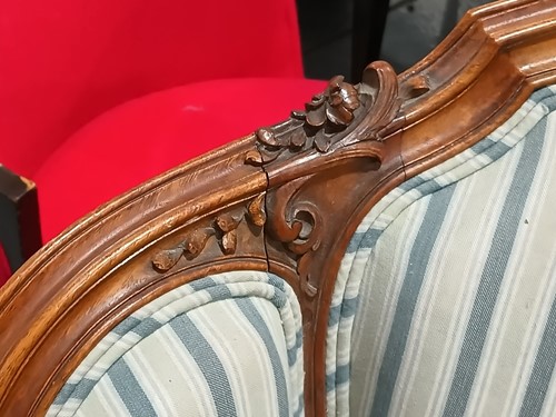 Lot 218 - A French walnut upholstered armchair and...