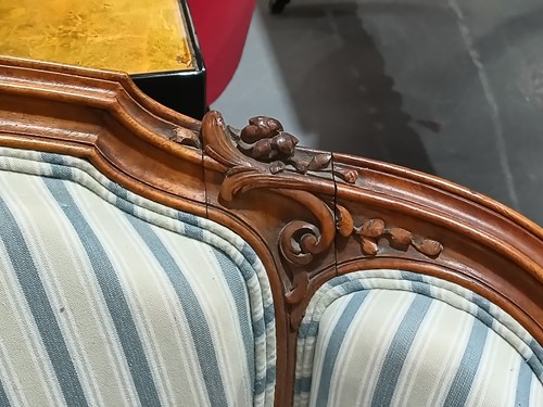 Lot 218 - A French walnut upholstered armchair and...