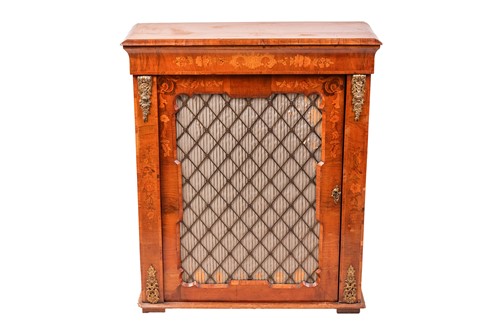 Lot 224 - A 19th century walnut marquetry pier cabient,...