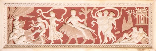 Lot 326 - A large and decorative plaster wall frieze,...