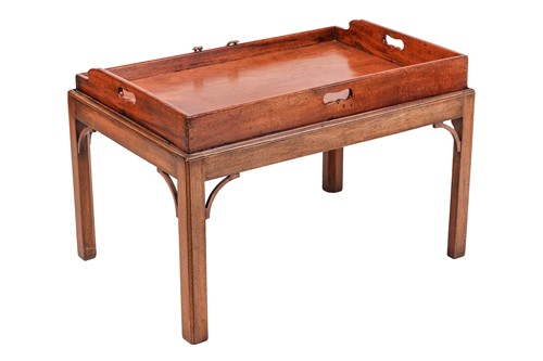 Lot 252 - A mahognay butlers tray on stand, the...