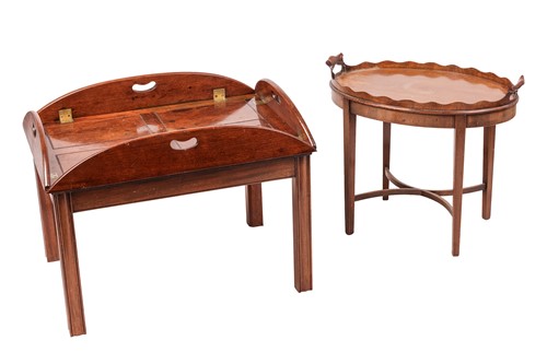 Lot 232 - A George IV mahogany folding oval butlers tray...