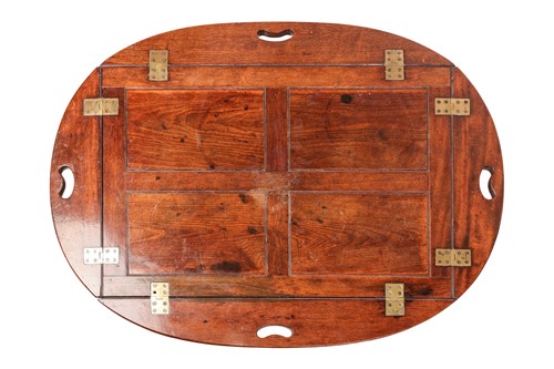 Lot 232 - A George IV mahogany folding oval butlers tray...