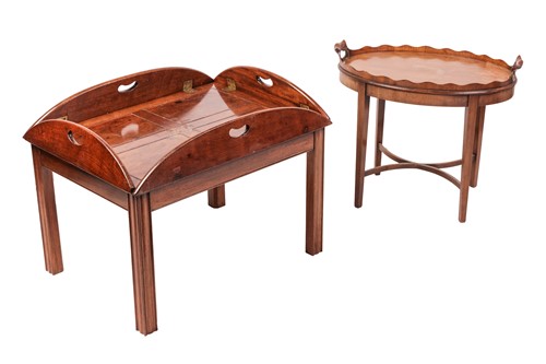 Lot 232 - A George IV mahogany folding oval butlers tray...