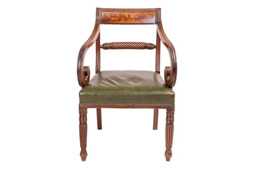 Lot 192 - A George III mahogany ladder back carver chair,...