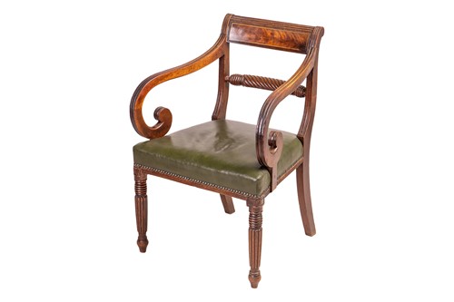 Lot 192 - A George III mahogany ladder back carver chair,...