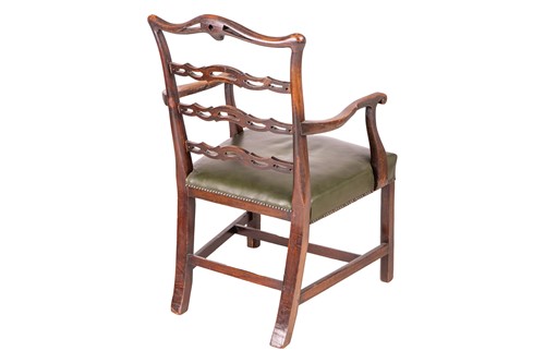 Lot 192 - A George III mahogany ladder back carver chair,...