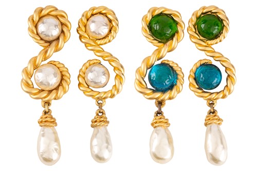 Lot 143 - Chanel - two pairs of drop earrings by...