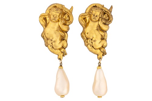 Lot 145 - Chanel - a pair of Baroque-style cherub and...