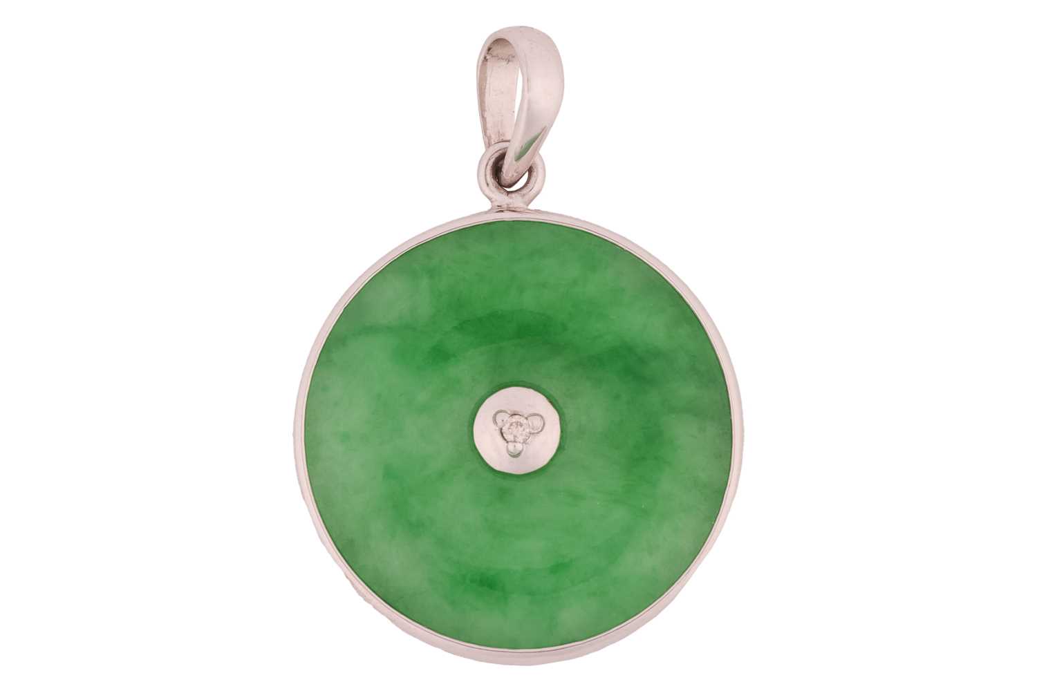 Lot 165 - A jadeite pendant, of bi disc form,...