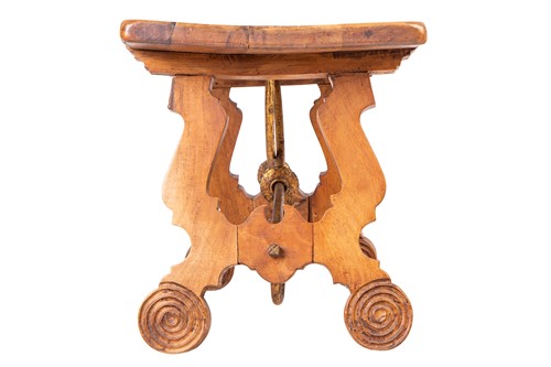 Lot 247 - A Spanish walnut armchair with leather back...