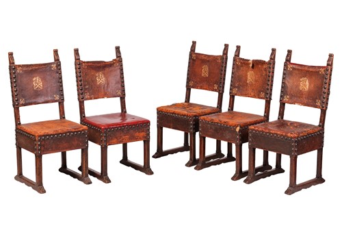 Lot 214 - A set of ten Italian late 18th-century oak and...