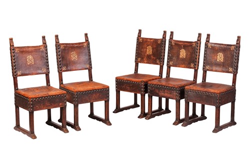 Lot 214 - A set of ten Italian late 18th-century oak and...