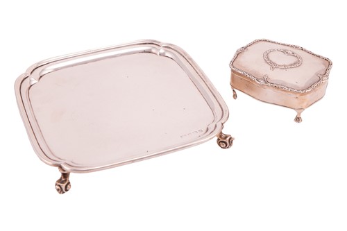 Lot 315 - A silver salver and a silver trinket box, the...