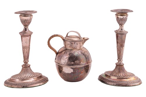 Lot 318 - A Jersey silver milk jug and a pair of...