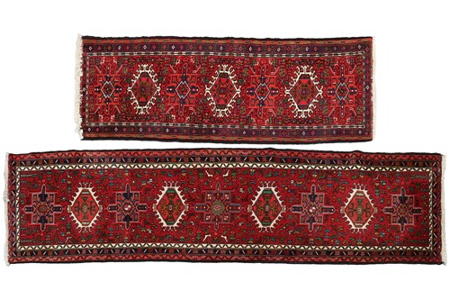 Lot 290 - A red ground Karaja strip runner with nice...