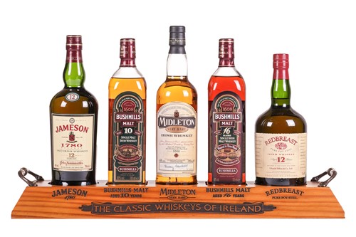 Lot 383 - The Classic Whiskeys of Ireland; a five-bottle...