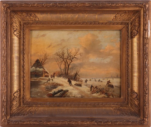 Lot 13 - Dutch School (19th century), Skating scene,...