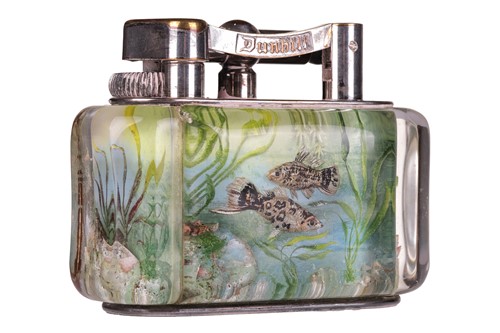 Lot 355 - A Dunhill Aquarium table lighter, of lobed...