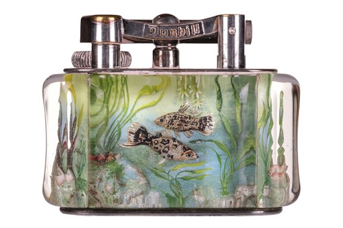 Lot 355 - A Dunhill Aquarium table lighter, of lobed...