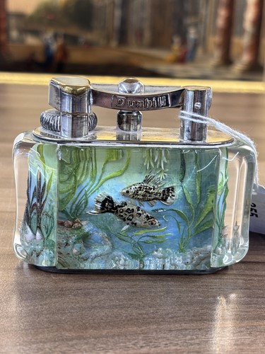 Lot 355 - A Dunhill Aquarium table lighter, of lobed...