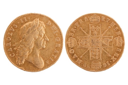 Lot Charles II (1660-85), gold Five Guinea coin,...