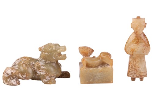 Lot 172A - A Chinese carved jade figure of a prowling...