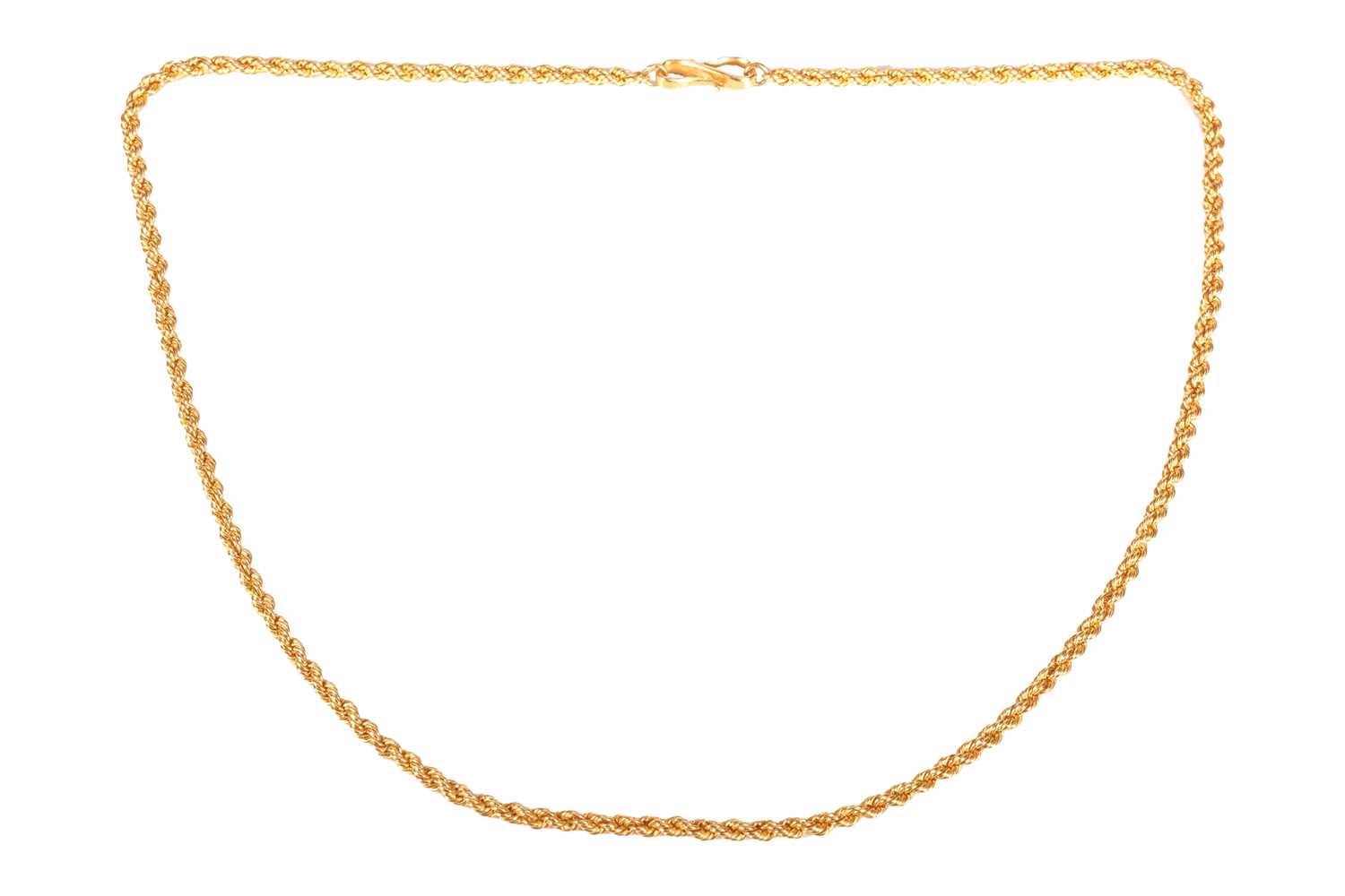 Lot 27 - A twisted rope link necklace, fastened with an...