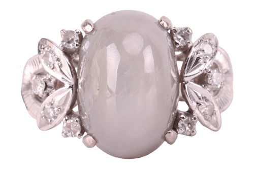 Lot 28 - A grey star sapphire and diamond dress ring,...