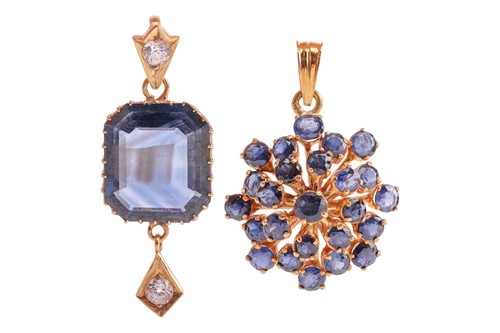 Lot 3 - Two gem-set pendants; first contains a shallow...