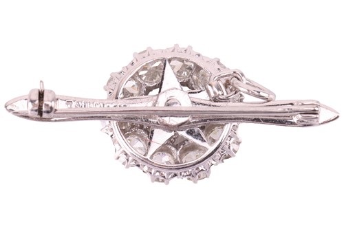 Lot 42 - A diamond-set floral cluster brooch, in white...