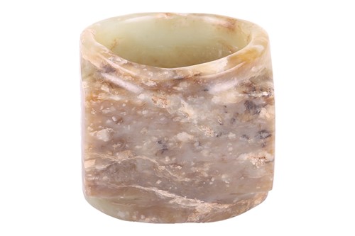 Lot 139 - A Chinese Neolithic style carved jade cong,...