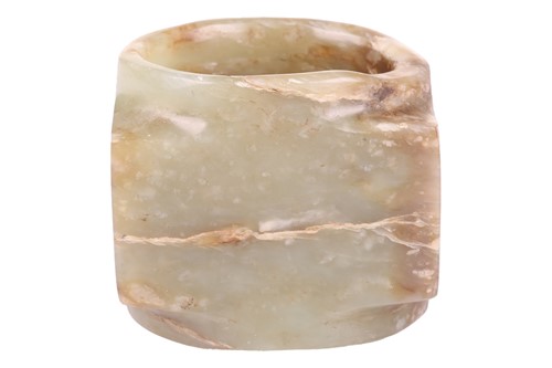 Lot 139 - A Chinese Neolithic style carved jade cong,...