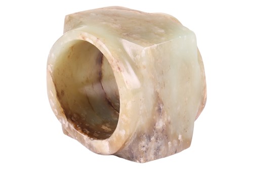 Lot 139 - A Chinese Neolithic style carved jade cong,...