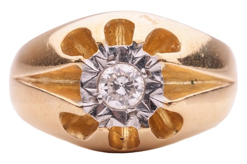 Lot 206 - A diamond belcher ring in 18ct gold,...