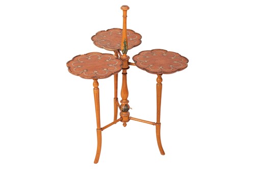 Lot 216 - A Regency-style painted satinwood open-arm...