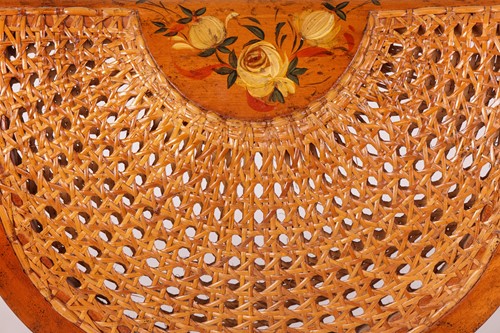 Lot 216 - A Regency-style painted satinwood open-arm...