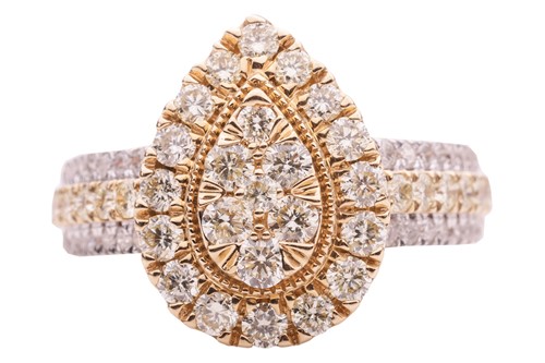 Lot 50 - A diamond cluster ring in 14ct gold, the...