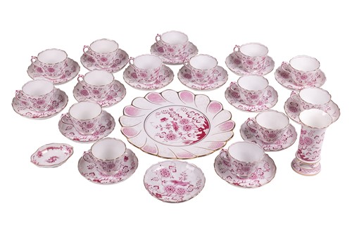 Lot 337 - A Meissen part tea set, outside decorated in...