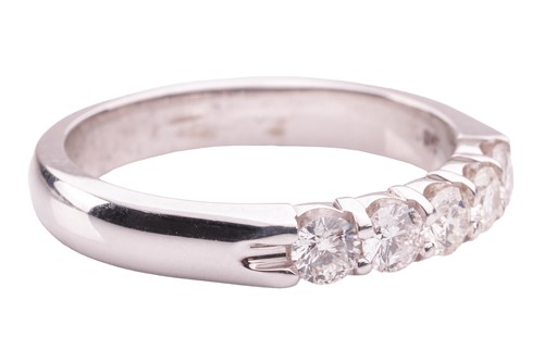 Lot 66 - A diamond five-stone ring in 18ct white gold,...