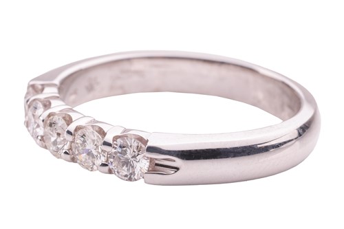 Lot 66 - A diamond five-stone ring in 18ct white gold,...