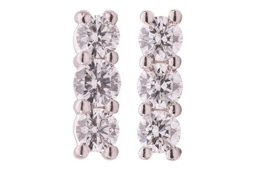 Lot 68 - A pair of diamond-set earrings in 18ct gold,...